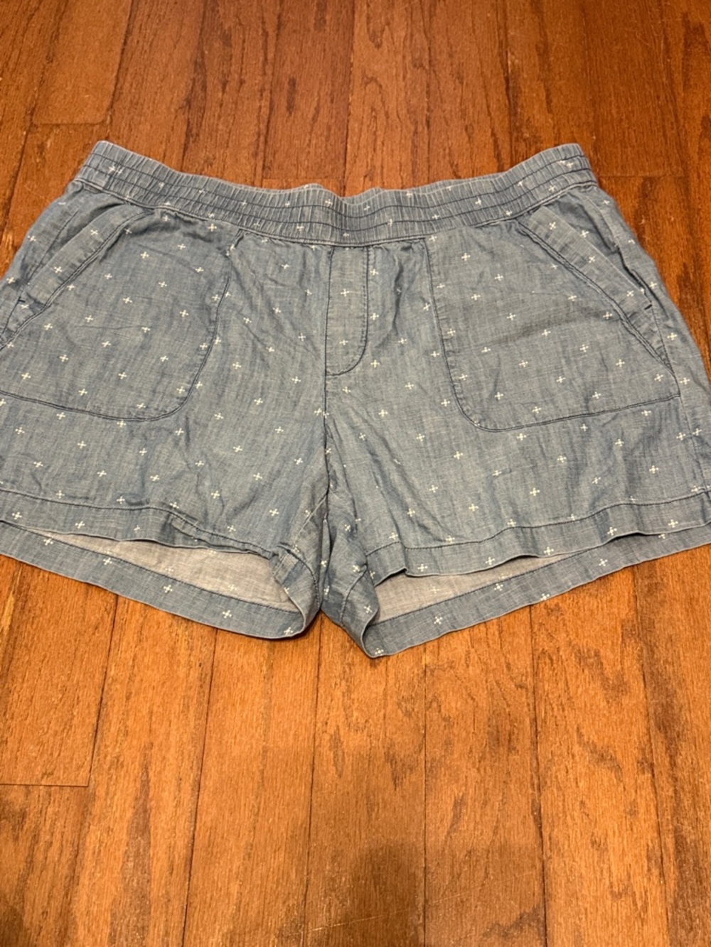 Sonoma Light Blue Cross-Print High Waist Shorts